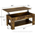 Mesa de centro ajustable de madera con tapa elevable